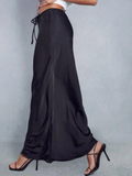 High Waist Long Satin Skirt