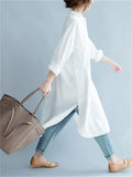 Oversized Linen Casual Shirt Dress