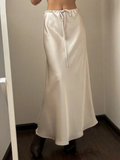 High Waist Long Satin Skirt