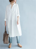 Oversized Linen Casual Shirt Dress