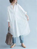 Oversized Linen Casual Shirt Dress