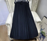 Midi Long Pleated Skirts with Skirt Belt