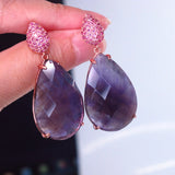 Natural Stones Earrings with Zircon