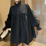 Sunny High Collar Long Shirt Dress