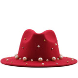 Rosia Big Pearl Wide Brim Panama Sombrero Jazz Hat