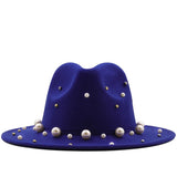 Rosia Big Pearl Wide Brim Panama Sombrero Jazz Hat