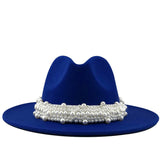 Lashiinta Wool Pearl Ribbon Fedora Hat