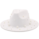 Rosia Big Pearl Wide Brim Panama Sombrero Jazz Hat