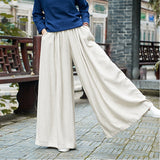 Johnature Women Linen Wide Leg Pant