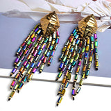 Handmade Long beaded Chain Earrings