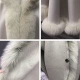 Women Fur Poncho Cardigan Real Fox Fur Coat