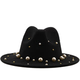 Rosia Big Pearl Wide Brim Panama Sombrero Jazz Hat