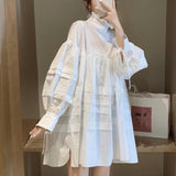 Sunny High Collar Long Shirt Dress