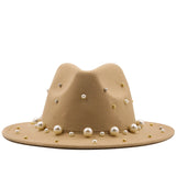 Rosia Big Pearl Wide Brim Panama Sombrero Jazz Hat