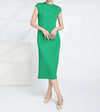 Miyake Solid Sheath Stretch Mid Dress