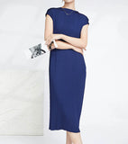 Miyake Solid Sheath Stretch Mid Dress