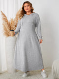 Plus-Size Hooded Casual Dress