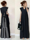 Peek A Boo Plaid Maxi Dress