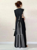 Peek A Boo Plaid Maxi Dress