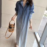 Ombre Long Denim Dress