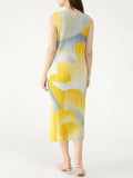 Miyake Blossom Long Pleated Slim Stretch Dress