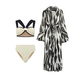 Alissa Color Block One Piece Swimsuit and Kimono