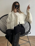 Women Knit Cropped Drop Shoulder Sweater