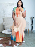 Splash Pleated Skirt Spring Dress Plus Size