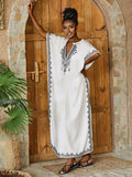 Standing Collar Embroidered Kaftan