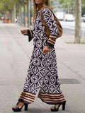 Bohemian Geometric Print Midi Dress