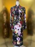 Elegant Floral Print Silk Dress