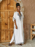 Standing Collar Embroidered Kaftan