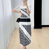 White and Black Signa Printed Stretch Dress