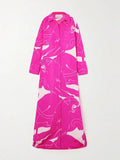 Printed Elegant Lapel Kimono Dress