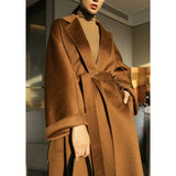 Copper Color Belted Cashmere Coat 