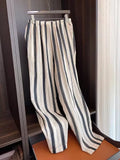 Striped Wide-leg Linen Pants