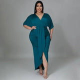 Ariella Plus Size V-Neck Bodycon Dress