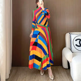 Pleated Colorful Patchwork Two-Piece Sets