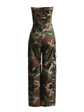 Strapless Camouflage Cargo Jumpsuit