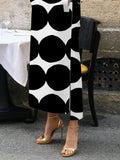 Polka-Dot Split-Side Stand Collar  Dress