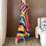 Pleated Colorful Patchwork Two-Piece Sets