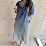 Ombre Long Denim Dress