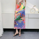 Miyake Floral Abstract Stretch Skirt