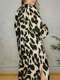 Trinika Leopard Print V-Neck Split Dress