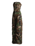 Strapless Camouflage Cargo Jumpsuit