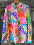 Printed Abstract Satin Shirt