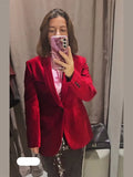 Velvet Red Blazer Coat