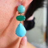 Blue Amazonite Chalcedony Turquoise Drop Earrings