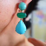 Blue Amazonite Chalcedony Turquoise Drop Earrings