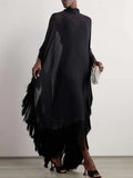 Sheer Elegant Tassel Adorned Dress